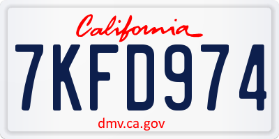 CA license plate 7KFD974