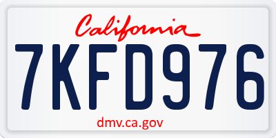 CA license plate 7KFD976