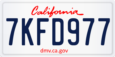 CA license plate 7KFD977