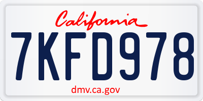 CA license plate 7KFD978
