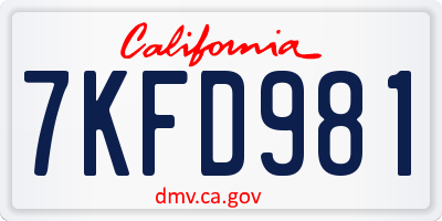 CA license plate 7KFD981