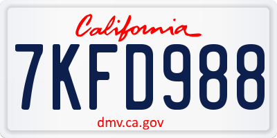 CA license plate 7KFD988