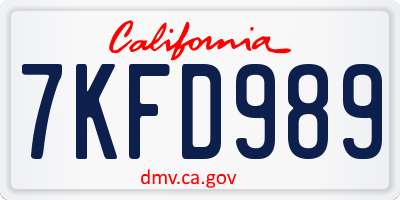 CA license plate 7KFD989