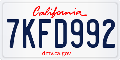 CA license plate 7KFD992