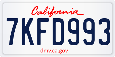 CA license plate 7KFD993