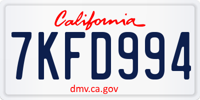 CA license plate 7KFD994