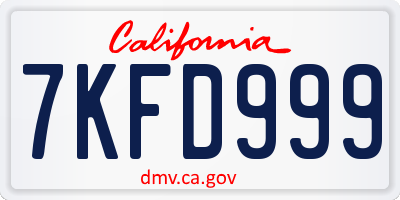 CA license plate 7KFD999