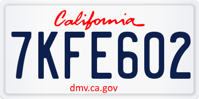 CA license plate 7KFE602