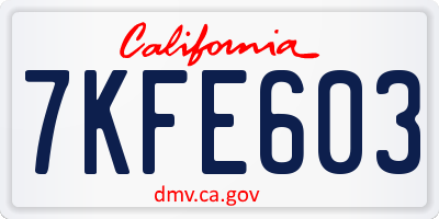 CA license plate 7KFE603