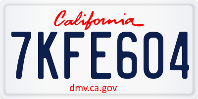 CA license plate 7KFE604
