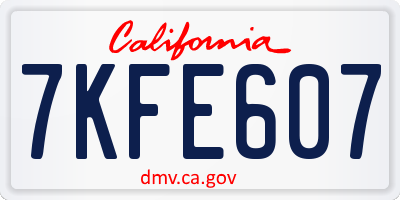 CA license plate 7KFE607