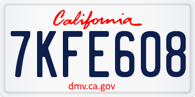 CA license plate 7KFE608