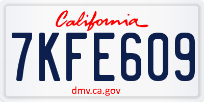 CA license plate 7KFE609