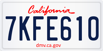 CA license plate 7KFE610