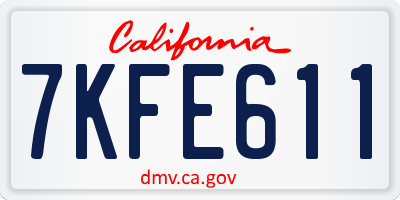 CA license plate 7KFE611