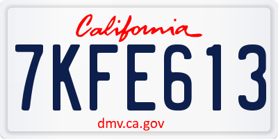 CA license plate 7KFE613