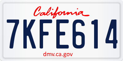 CA license plate 7KFE614