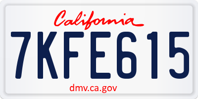 CA license plate 7KFE615