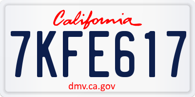 CA license plate 7KFE617
