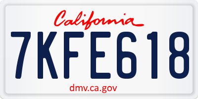 CA license plate 7KFE618