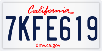 CA license plate 7KFE619
