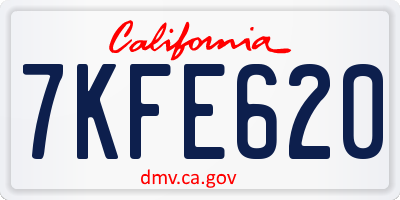 CA license plate 7KFE620
