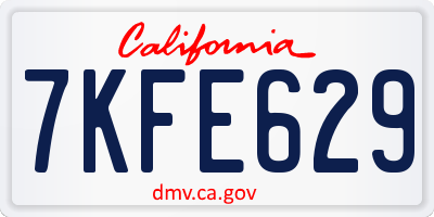 CA license plate 7KFE629