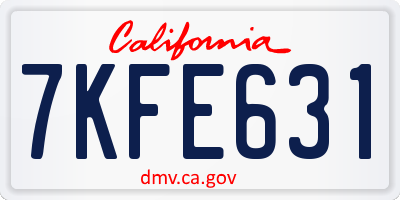 CA license plate 7KFE631