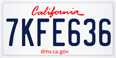 CA license plate 7KFE636