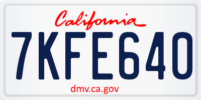 CA license plate 7KFE640