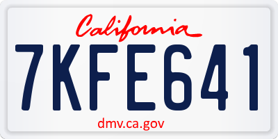 CA license plate 7KFE641