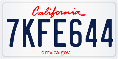 CA license plate 7KFE644