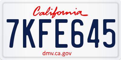 CA license plate 7KFE645