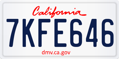CA license plate 7KFE646