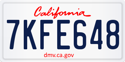 CA license plate 7KFE648