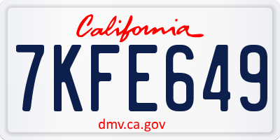 CA license plate 7KFE649