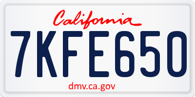 CA license plate 7KFE650