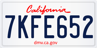 CA license plate 7KFE652
