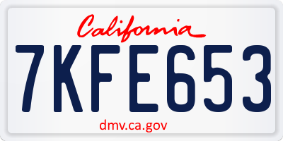 CA license plate 7KFE653