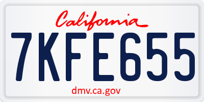 CA license plate 7KFE655