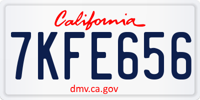 CA license plate 7KFE656