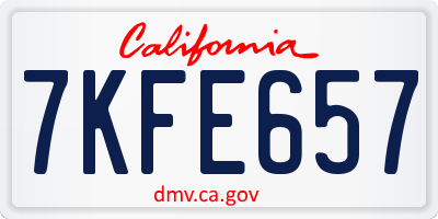 CA license plate 7KFE657