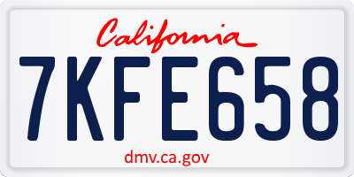 CA license plate 7KFE658