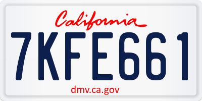 CA license plate 7KFE661