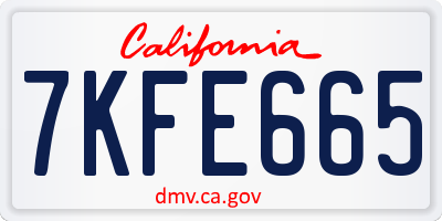 CA license plate 7KFE665