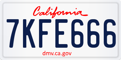 CA license plate 7KFE666