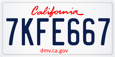 CA license plate 7KFE667