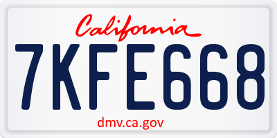 CA license plate 7KFE668
