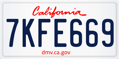 CA license plate 7KFE669