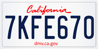 CA license plate 7KFE670
